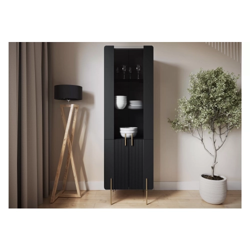 Witryna Malmi 60 cm - czarny mat / złote nóżki